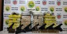 Em Realeza (PR), policiais militares atuantes na fronteira apreendem mais de 60 quilos de maconha e recolhem sete armas de fogo ilegais, em ônibus de viagem