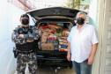 Mais de duas toneladas de alimentos são doados pelas equipes do BPChoque e do BOPE para instituições de caridade da Capital e RMC