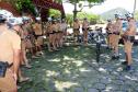 Matinhos, 15 de janeiro de 2019. Operação Verão 2018/2019 - Policia promoe nivelamento de patrulhamento com bicicletas.