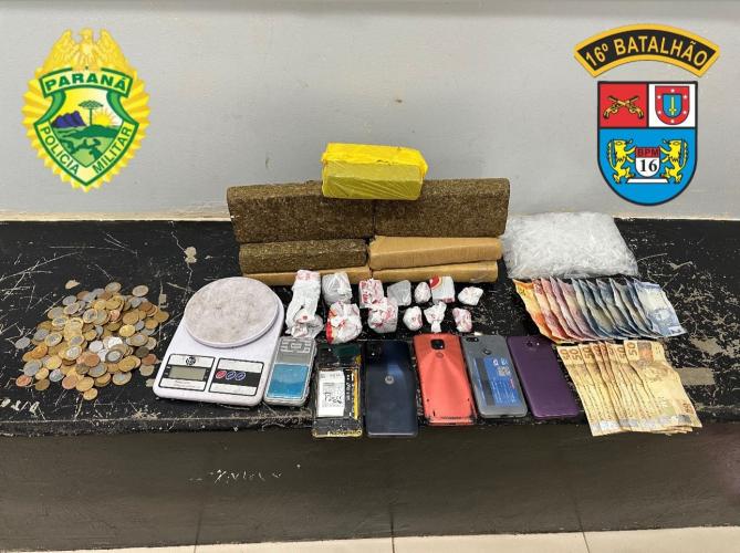 Material apreendido pela PMPR.