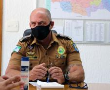 Comandante-Geral da PM recebe prefeito de Ribeirão Claro (PR) em Curitiba