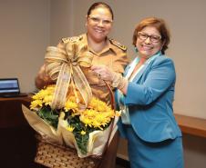 Curitiba, 25 de abril de 2018. Homenagem à Coronel Audilene na ACPCoronel Audilene Rosa de Paula Dias RochaMaria Cristina Coutinho Coordenadora do Conselho da Mulher Empresária