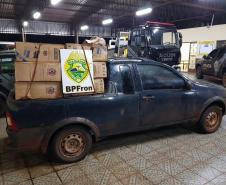 BPFron apreende 14 mil carteiras de cigarro e aproximadamente 150 mil reais em Guaíra, no Oeste do estado
