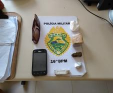 No Centro-Sul do estado, PM apreende veículo e drogas após acompanhamento tático