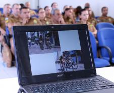 Matinhos, 15 de janeiro de 2019. Operação Verão 2018/2019 - Policia promoe nivelamento de patrulhamento com bicicletas.