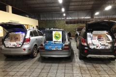 BPFron apreende três carros com 60 mil carteiras de cigarros no Oeste do estado

