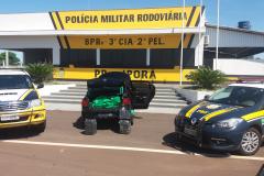 Ação conjunta do BPRv e da PRF resulta na apreensão de 365 quilos de maconha em Iporã, no Oeste do estado